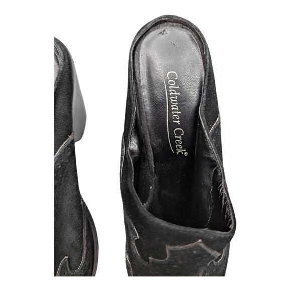 Vtg Y2K Coldwater Creek Black Suede Snip Toe Cuban Heel Cowgirl Western Mules 8 - Picture 3 of 6